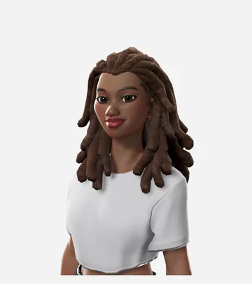 A stylized avatar with shoulder-length locs.